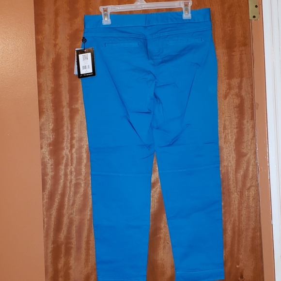 NWT DEREK LAM Pretty Bright Aqua Blue Cropped Pants - Picture 4 of 7